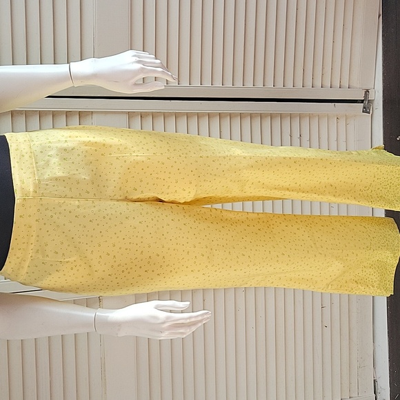 Susan Bristol Womans Sz 8 Yellow Wide Leg Pants Side Zip Button - Picture 1 of 12
